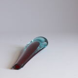 Teardrop vase in ruby red and blue Murano glass by Galliano Ferro, 1960