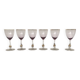 Joseph Stanik 6 red wine glasses of the Zuzanna model in Amethyst color with rims and golden ball