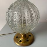Ancienne lampe de table en laiton et globe bulle