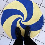 Tapis contemporain ora tressé en coton (77cm), édition unique