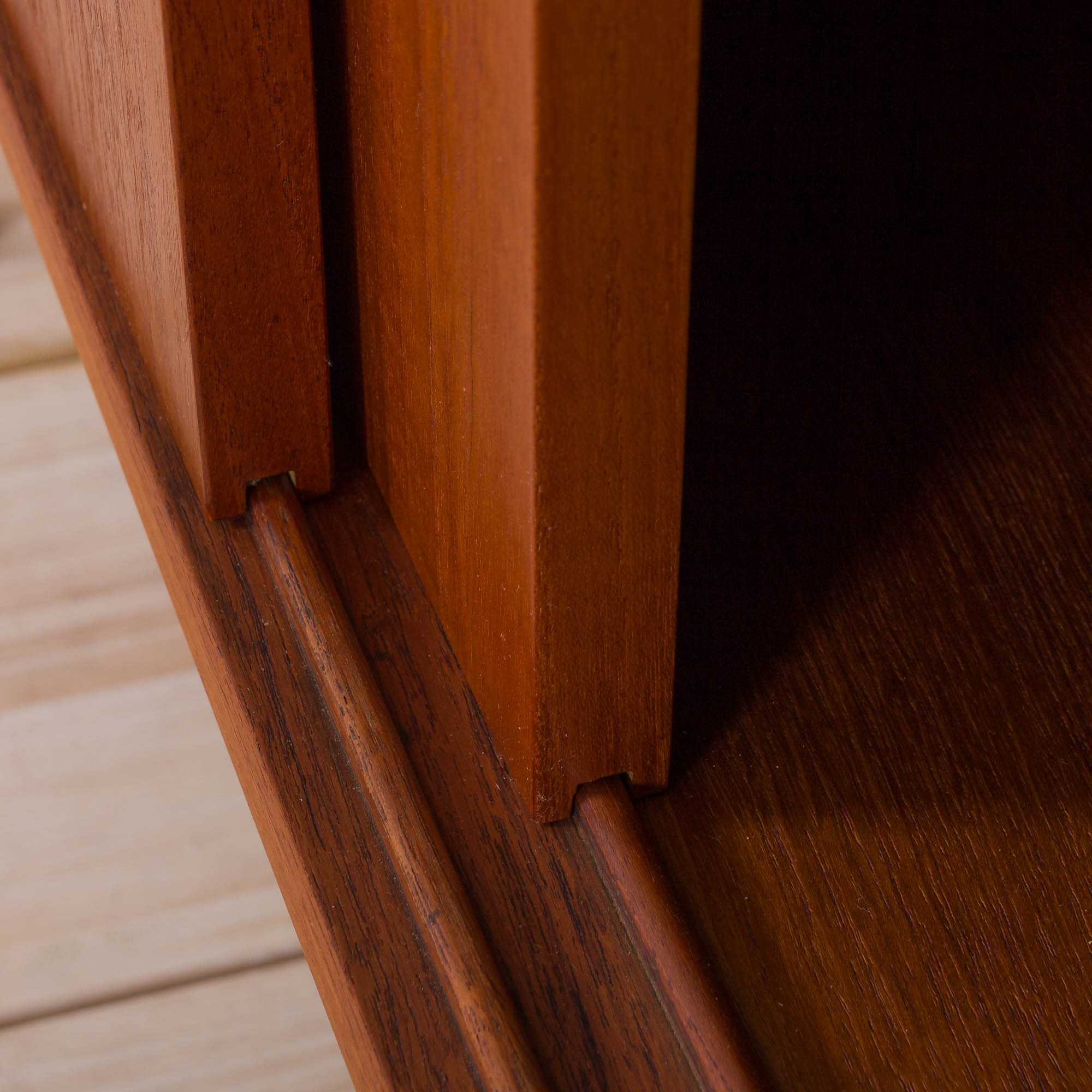 Johannes Sorth Nexo two sections bookcase with a secretaire in teak, Danish, 60s