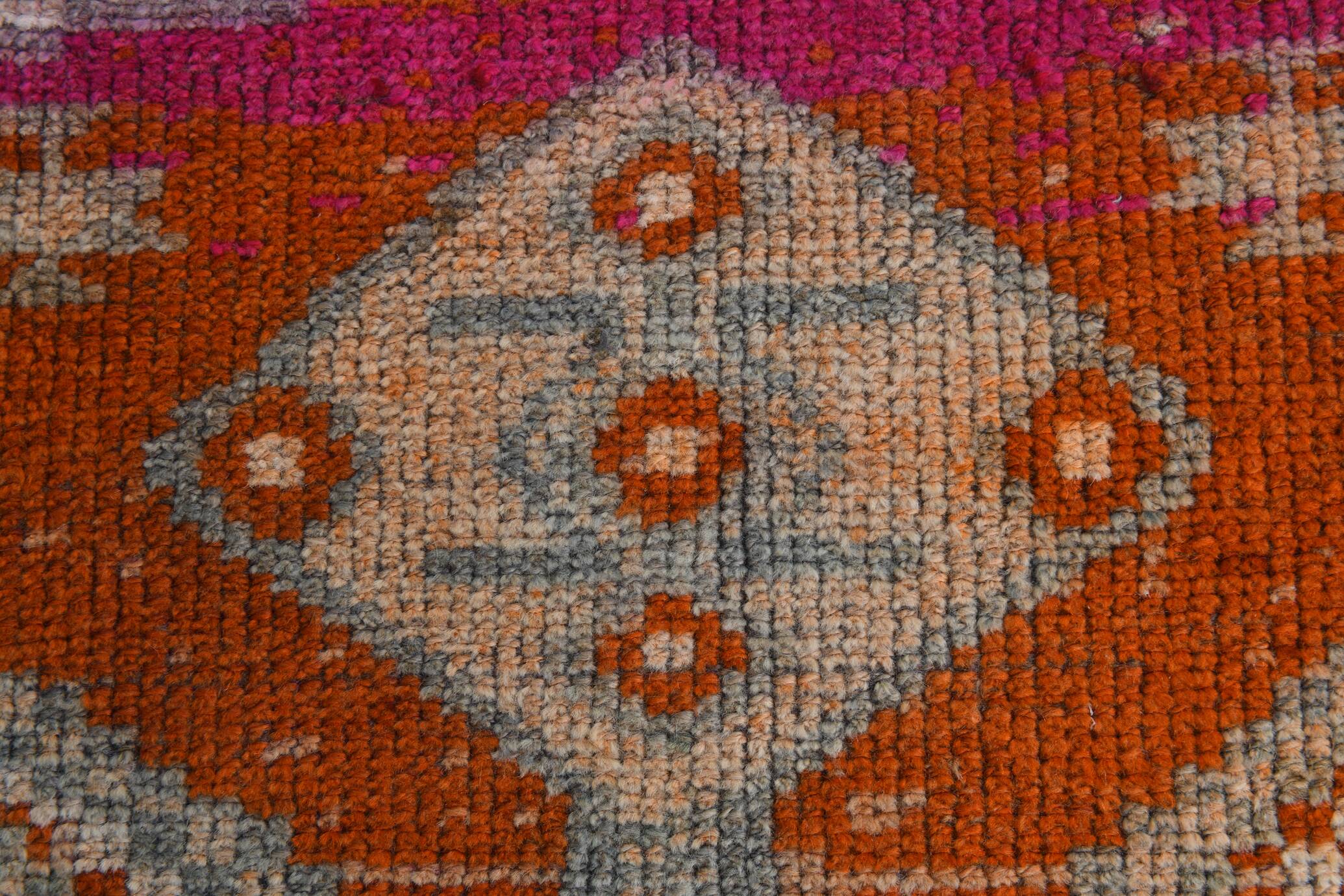 Orange & Green Turkish Runner Rug, 84x368Cm