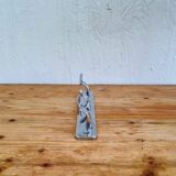 Vintage chrome wall coat rack with three hooks.