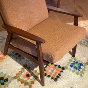 Vintage Scandinavian armchair "Theodor" in terracotta boucle.