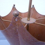 Hammered copper umbrella stand and brass