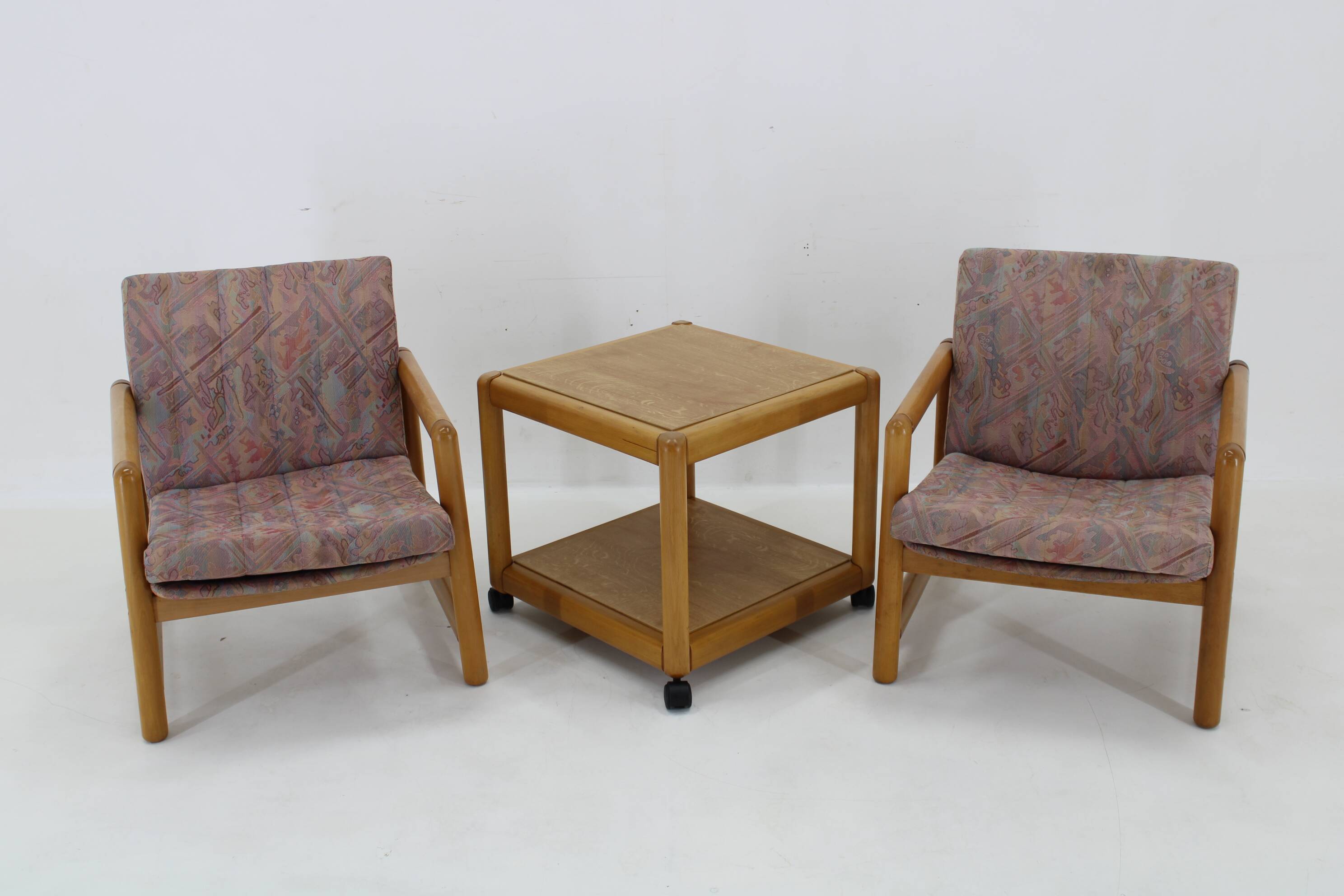 1970s Pair of Beech Armchairs and Coffee Table  by TON, Czechoslovakia