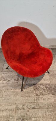 Original red fabric Egg chair by Fritz Neth, 1965