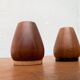 Set of 2 teak salt and pepper shakers from mid-century, 1960s.