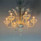 Venetian chandelier made of Murano glass, six light arms, circa 1940.