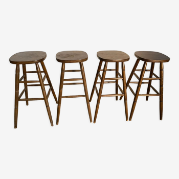 Lot de 4 tabourets hauts de bar années 1950