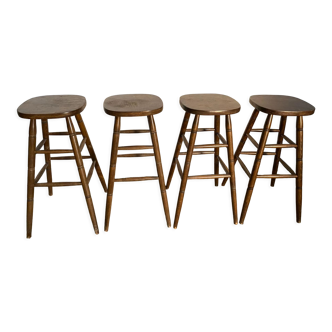 Set of 4 1950s bar top stools