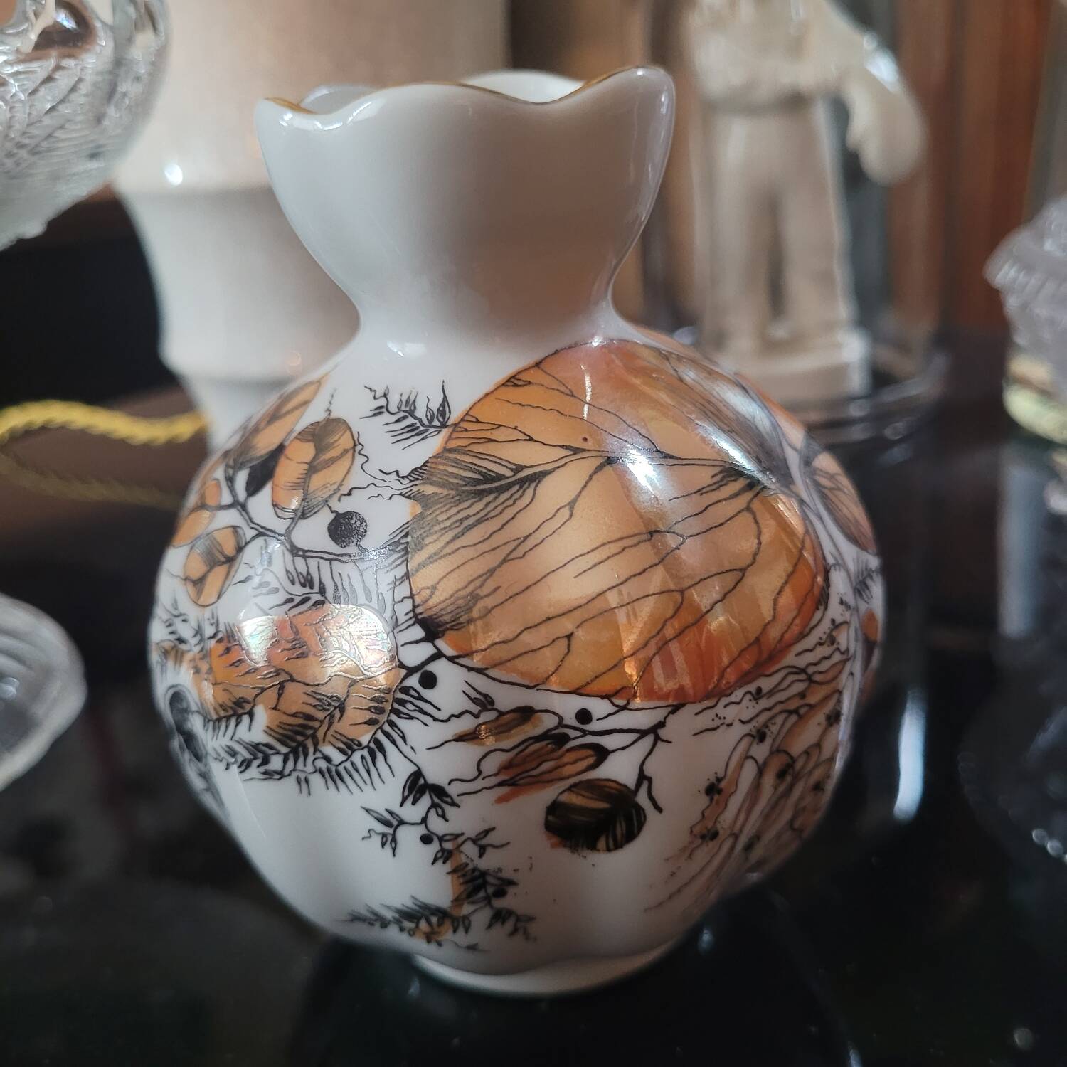 Vase en porcelaine Lomonossov dorée, Russie années 1950-70