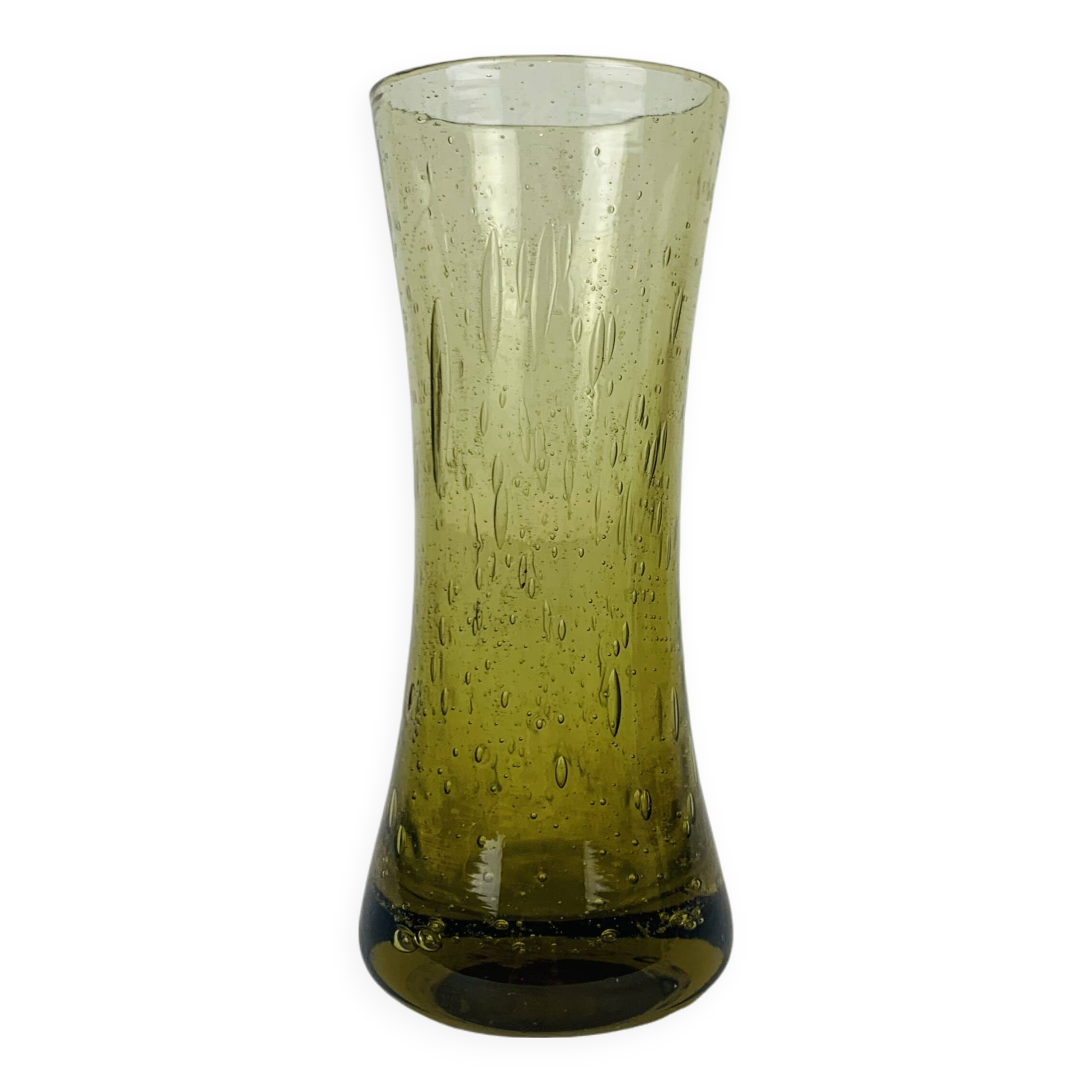 Vintage green bubble glass vase