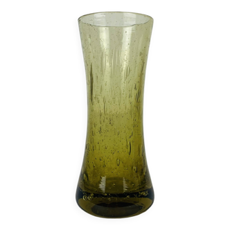 Vintage green bubble glass vase