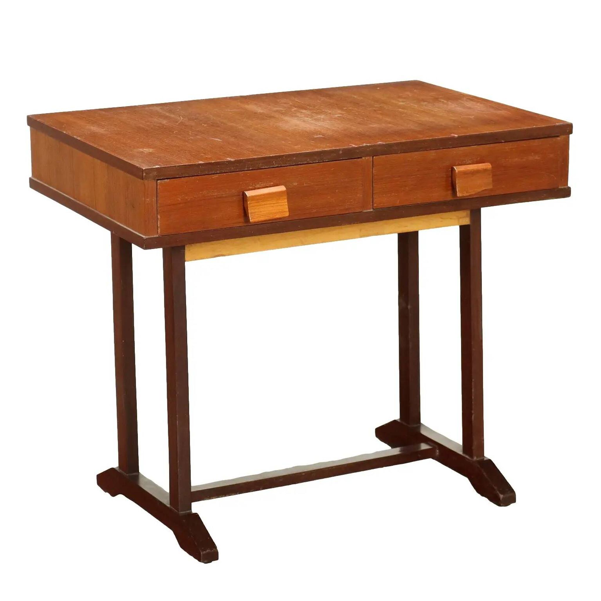 Small vintage table with drawers, teak veneer, 1960s.