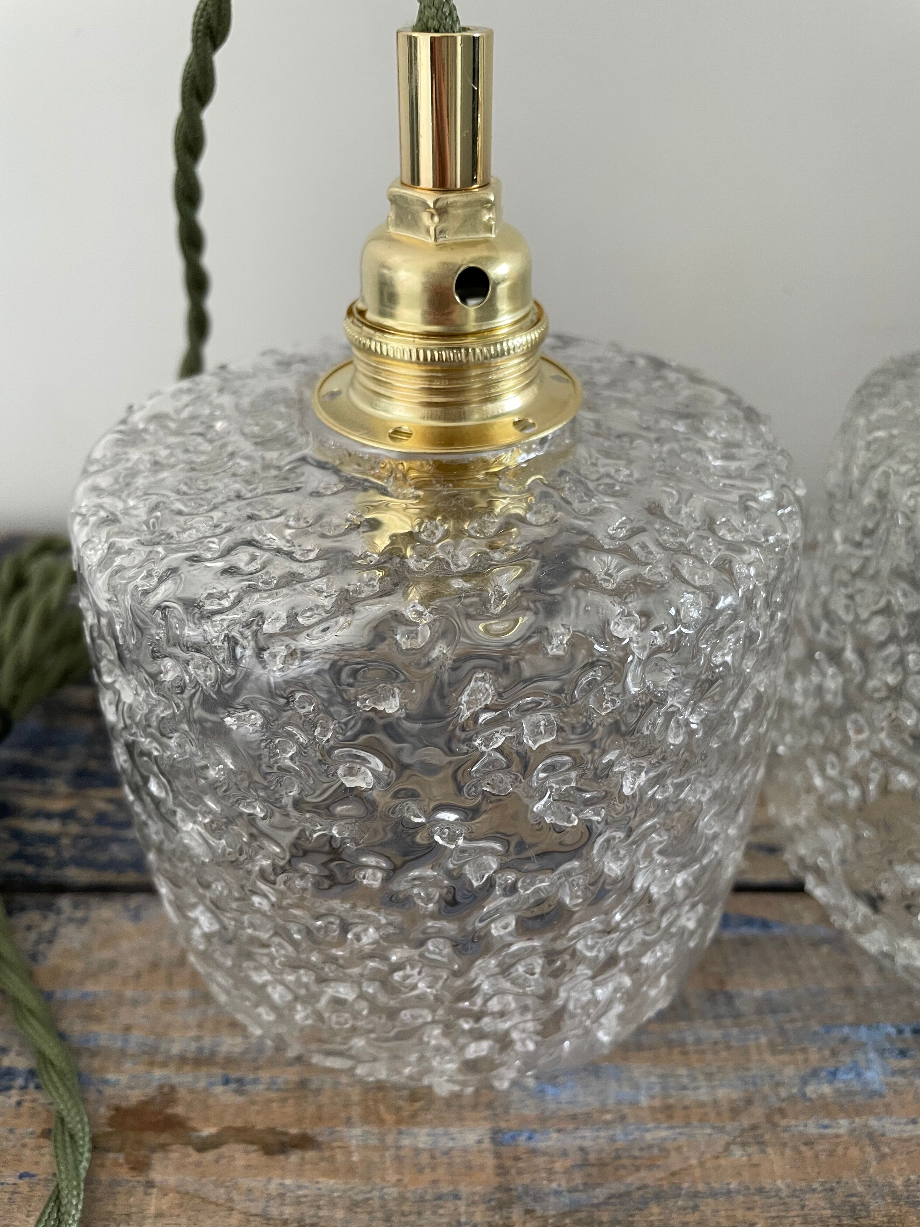 Set of two vintage bubbled glass handhelds