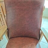 Wood armchair and imitation leather