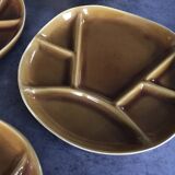 Set of 4 Fondue Plates in Longchamp Earthenware, Mustard Colour