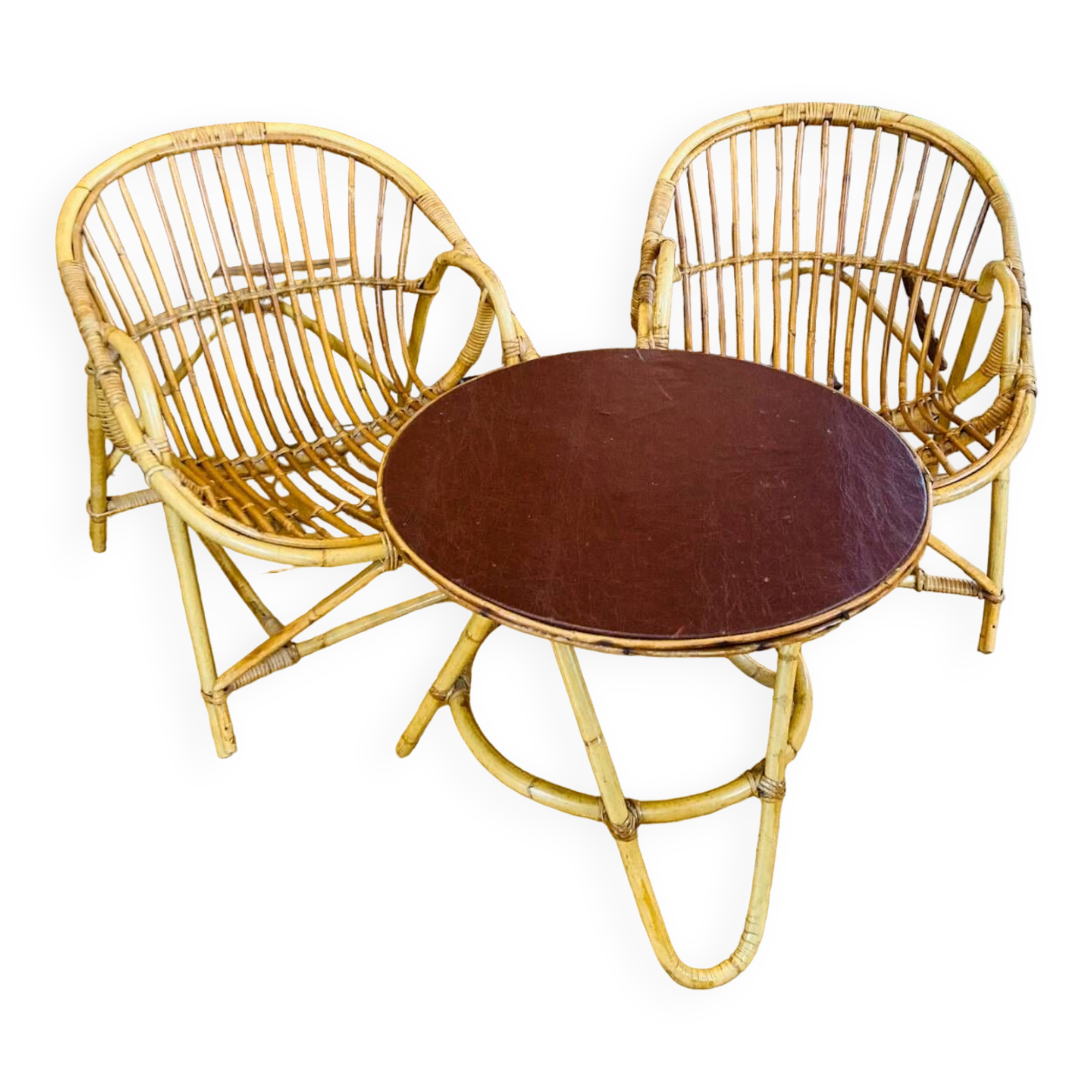 Mid-20th century rattan lounge for garden, terrace, veranda, etc.