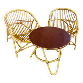 Mid-20th century rattan lounge for garden, terrace, veranda, etc.