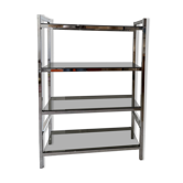 Chrome and smoked glass bookcase/shelf, circa 1970