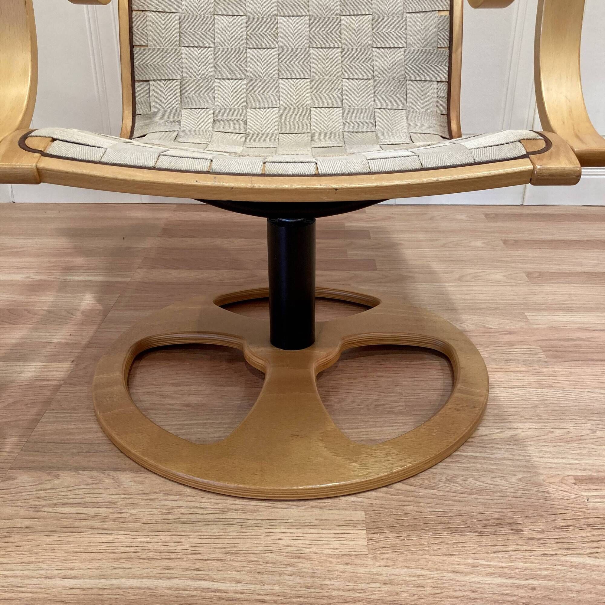 Swivel armchair and matching ottoman, Scandinavian design, 1960s.