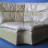 Fauteuil d'angle patchwork en cuir vert olive par Laauser, années 1970