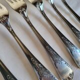 12 large silver-plated metal table forks by Guildart