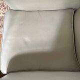Vintage club chair in cream white leather
