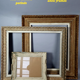 Old frame wood stucco gilding original 67x42 foliage 63x38 cm + glass SB