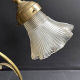 Lampe de table – Laiton doré et verre moulé