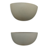 Pair of vintage corner sconces, matte white porcelain, France 1970