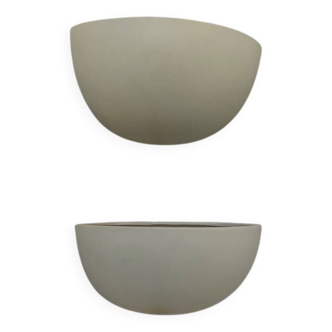 Pair of vintage corner sconces, matte white porcelain, France 1970
