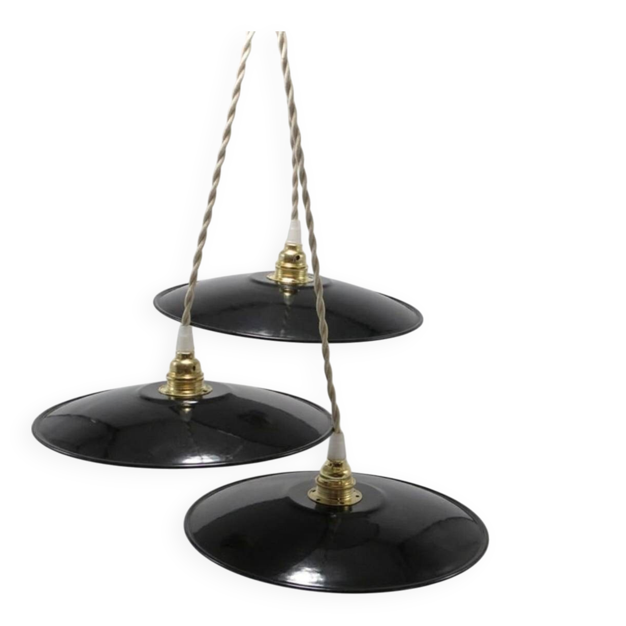 Suspensions in black enamelled sheet metal
