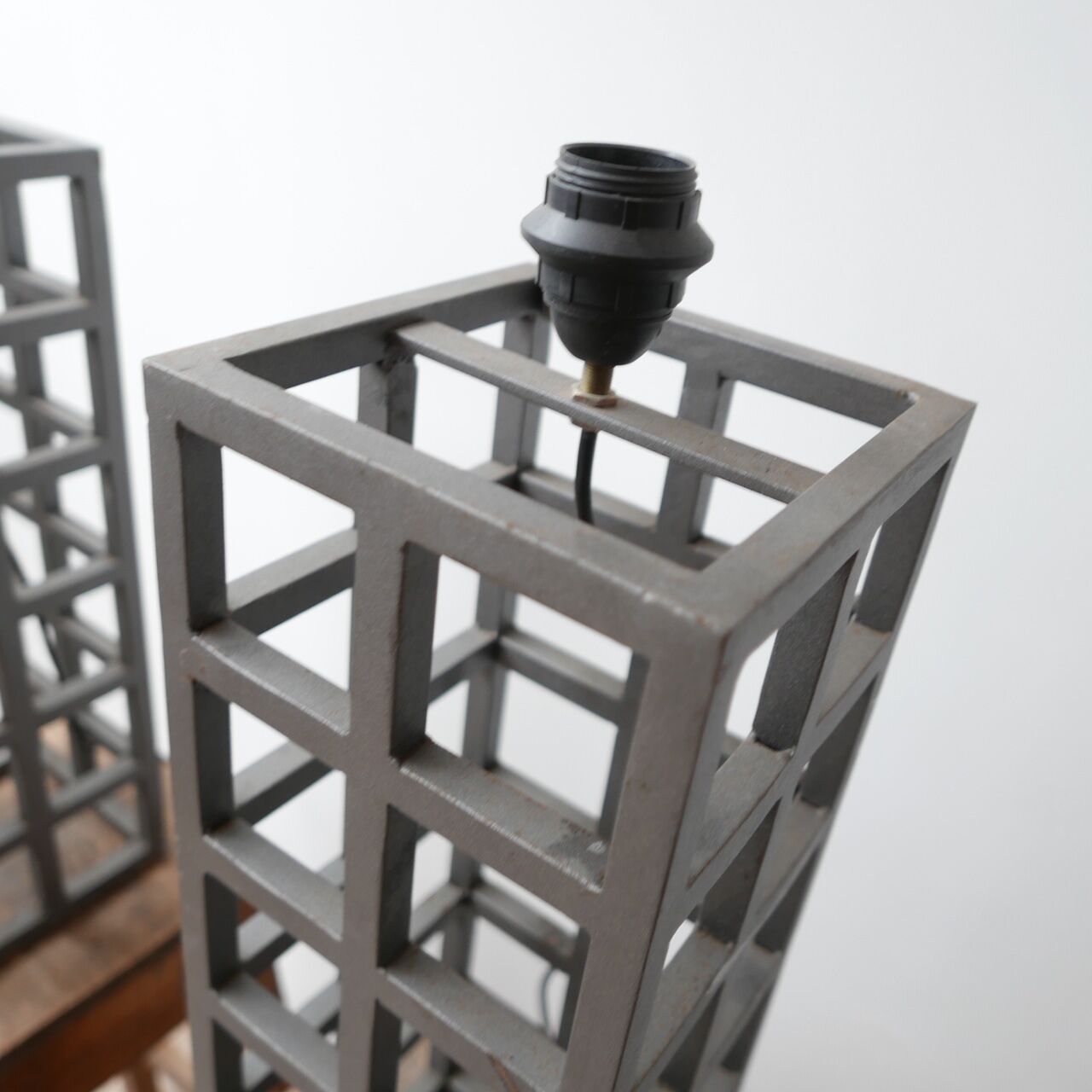 Geometric pair of german metal table lamps