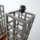 Geometric pair of german metal table lamps