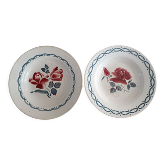 2 assiettes terre de fer Digoin Sarreguemines