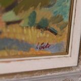 Original mid-century Swedish oil on panel – “Landscape with House” – vintage & framed – 42 × 52 cm (16.5" × 20.5")
