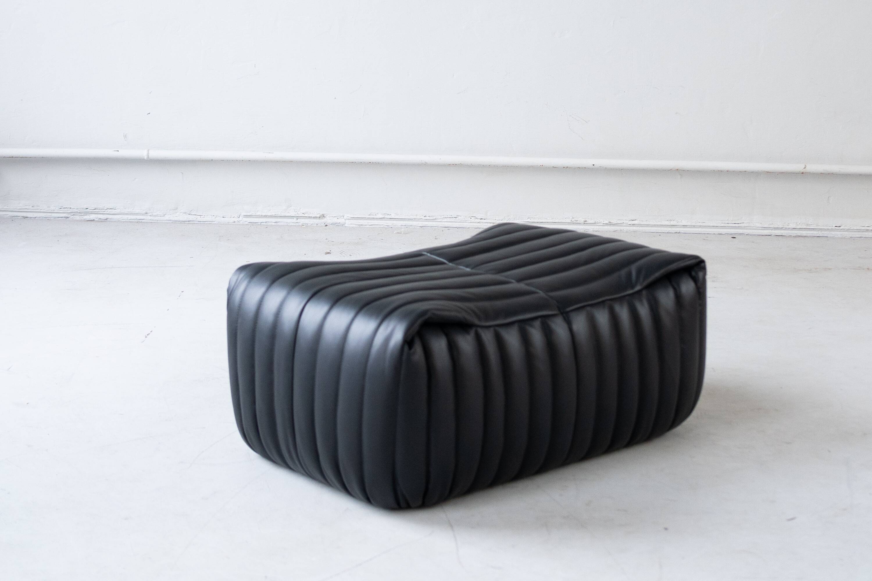 Canapé Sandra en Cuir Noir par Annie Hieronimus pour Ligne Roset, 1973, Set de 6