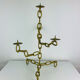 Brutalist candle holder, wrought iron, chain links, gold patina.