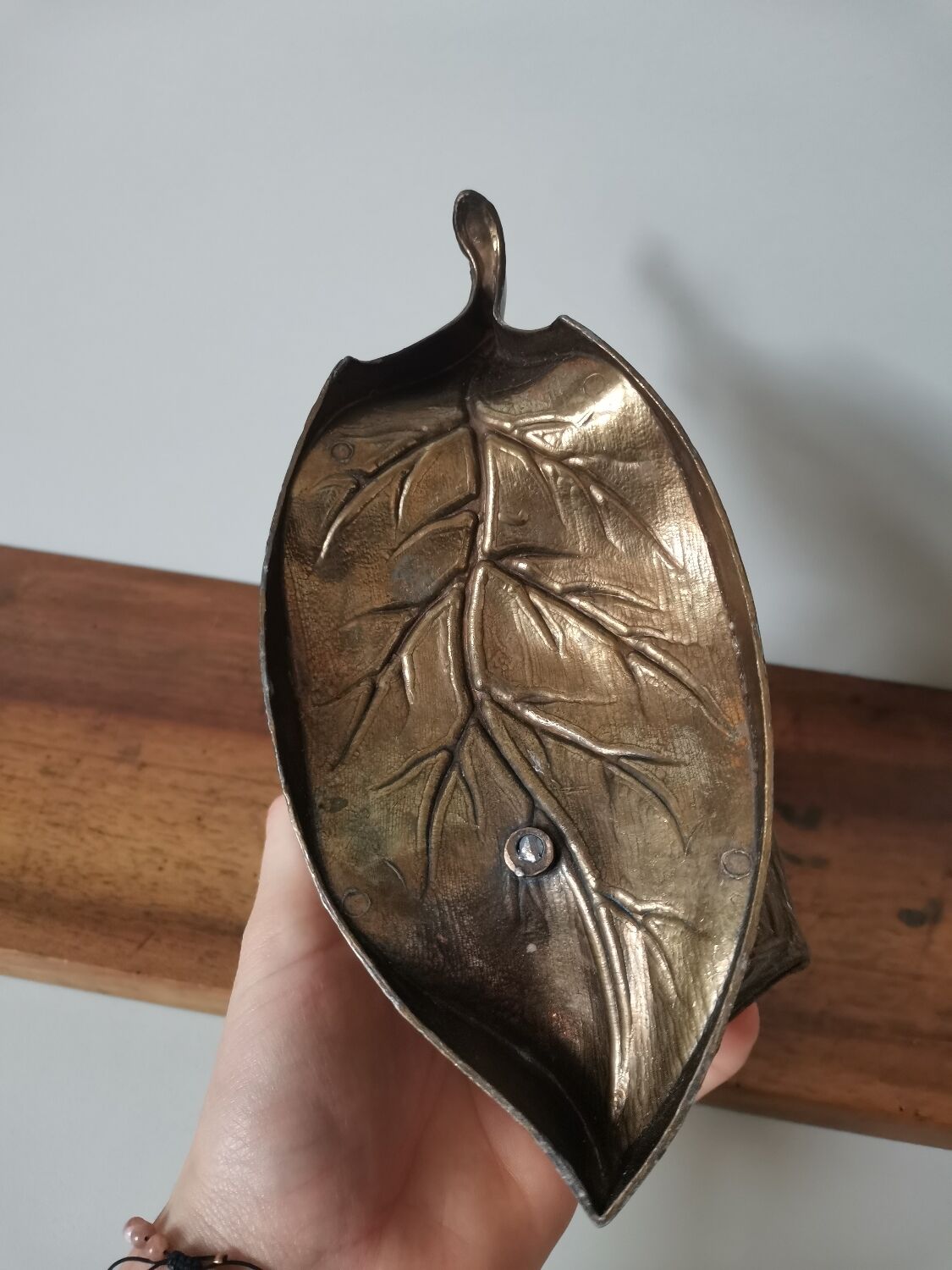 Ashtray walnut shape vintage Italian brass