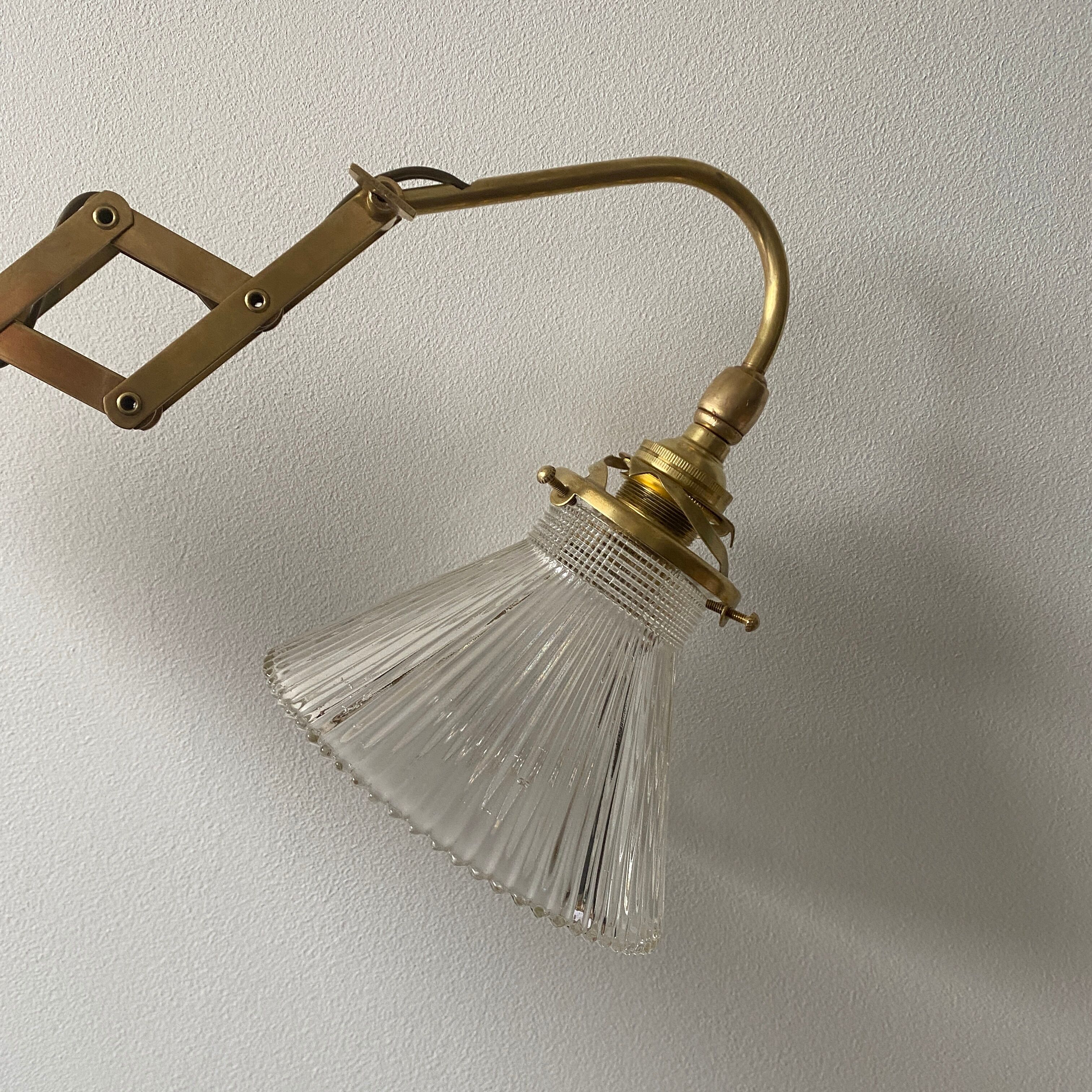 Old vintage brass accordion lamp