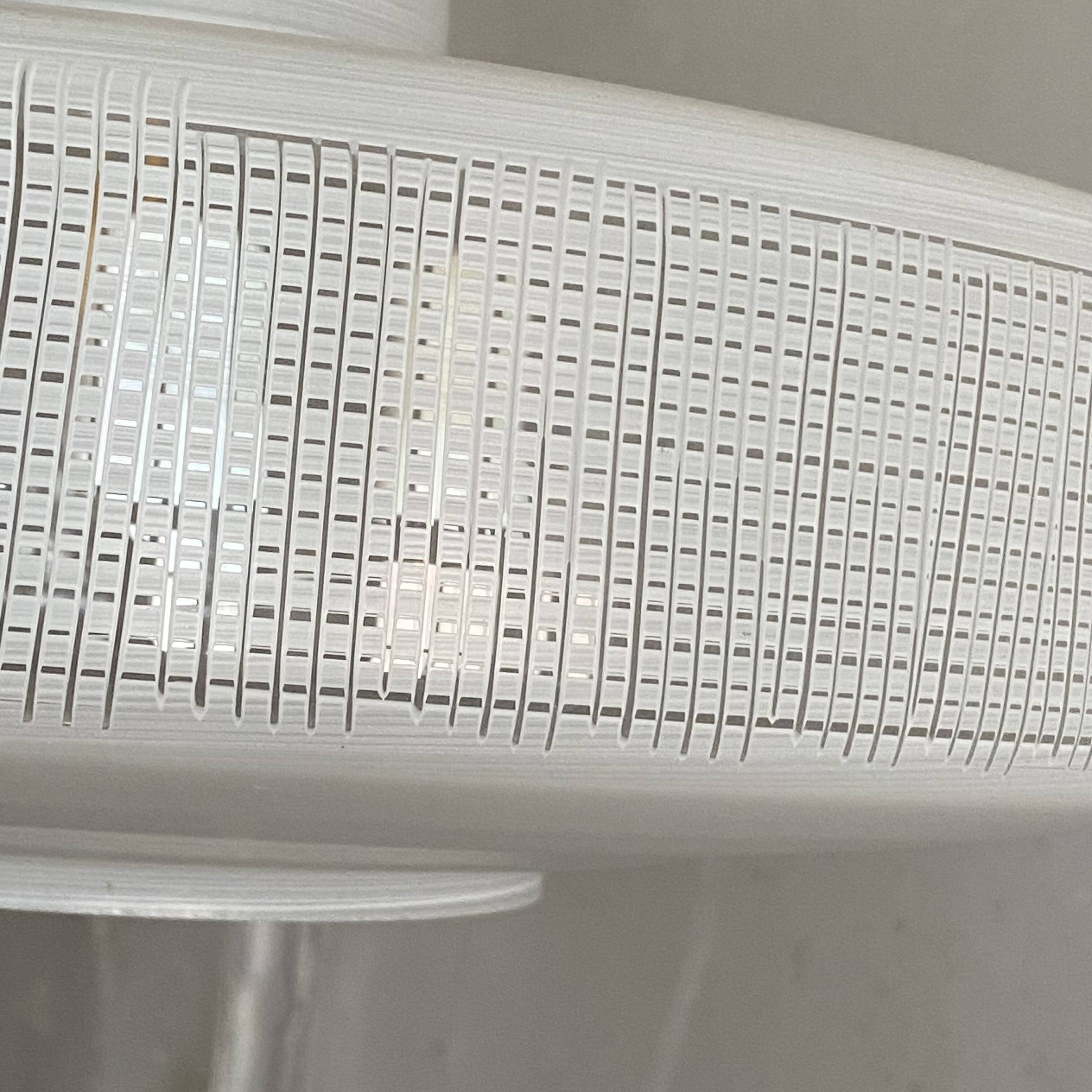 Large white glass pendant light with stripes 36 cm