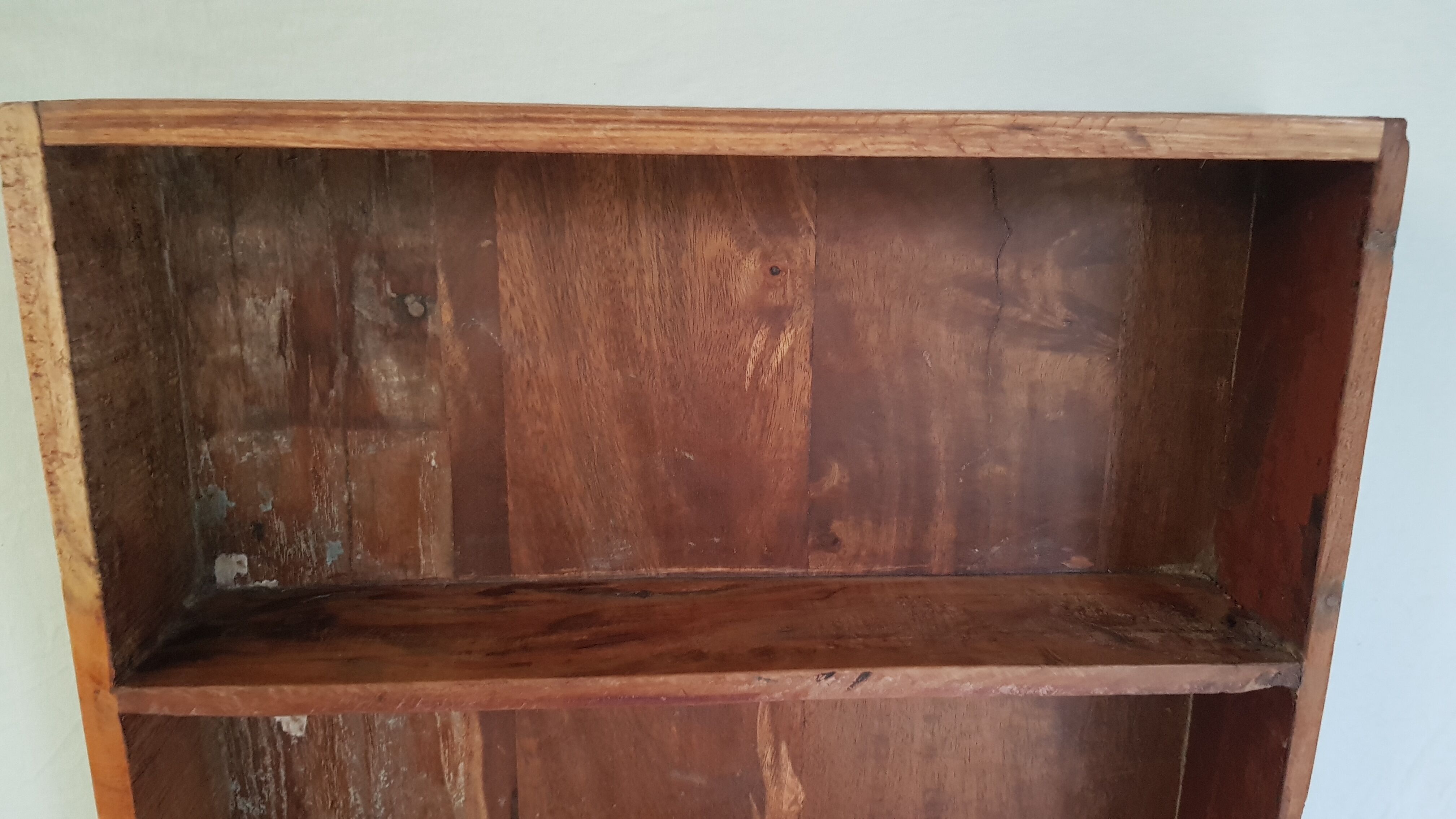 Wall shelf 3 shelves + 4 hooks cast iron polychrome wood