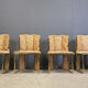 Romeo Rega set of 4 dining chairs in brass and wicker for Mario Sabot, 1970s
