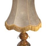 Retro-style lamp in turned wood and gold metal, 37x57cm