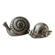 Duo vintage snail jewelry boxes in silver metal