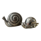 Duo boites à bijoux vintage escargots en métal argenté