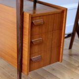Scandinavian teak boomerang desk and its chair 1960