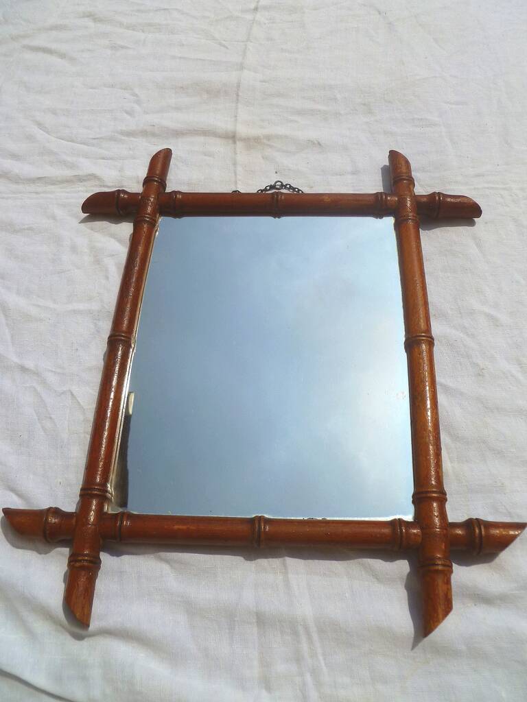 vintage bamboo-style wood mirror